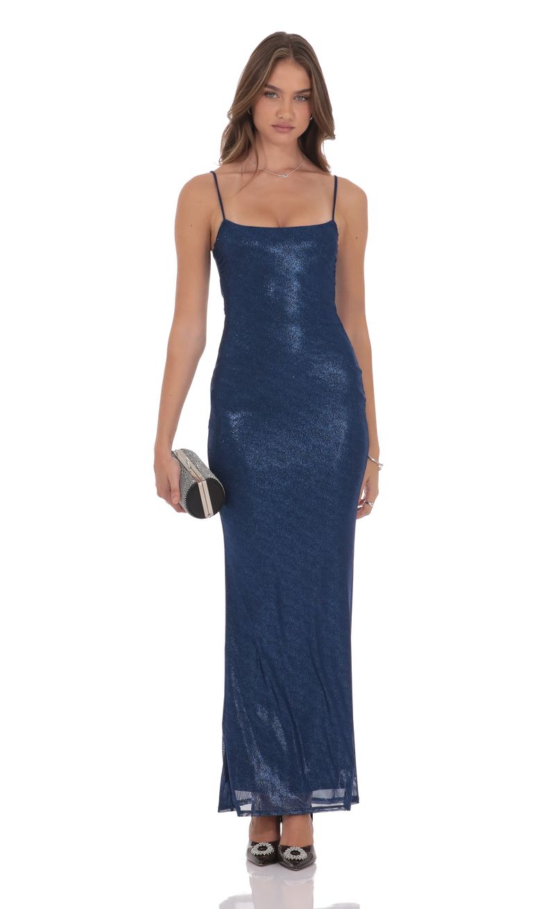 foxie fit and flare maxi dress in navy Fit and Flare Midi Dress In Navy, L main image 0