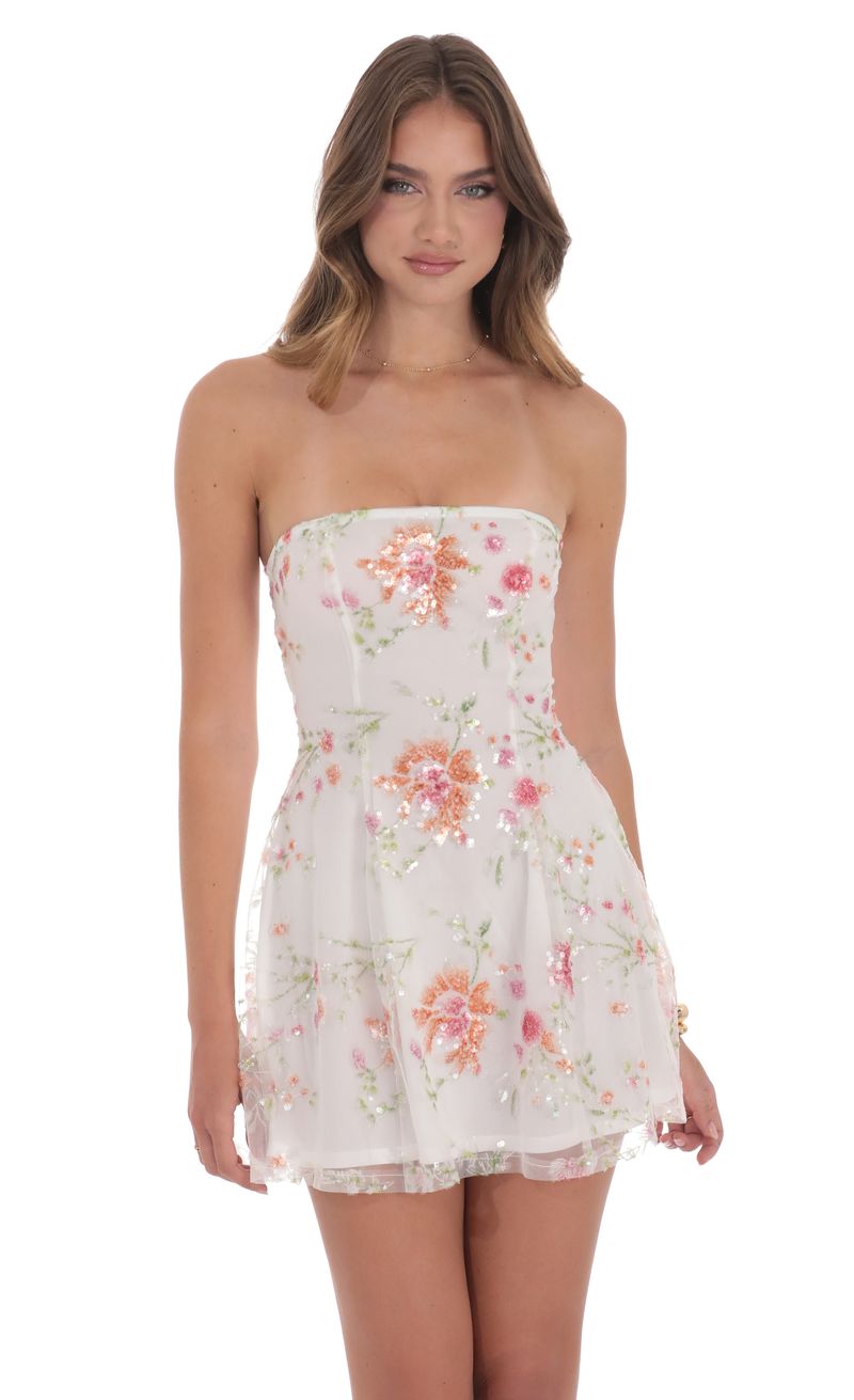 white christmas dresses Grandeur Blooms Strapless Slit Floral Maxi Dress main image 0