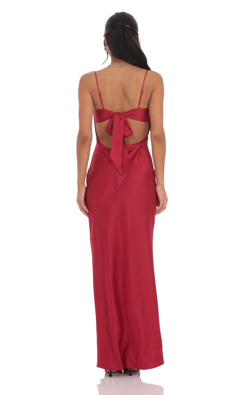 Satin Back Tie Maxi Dress in Red | LUCY IN THE SKY
