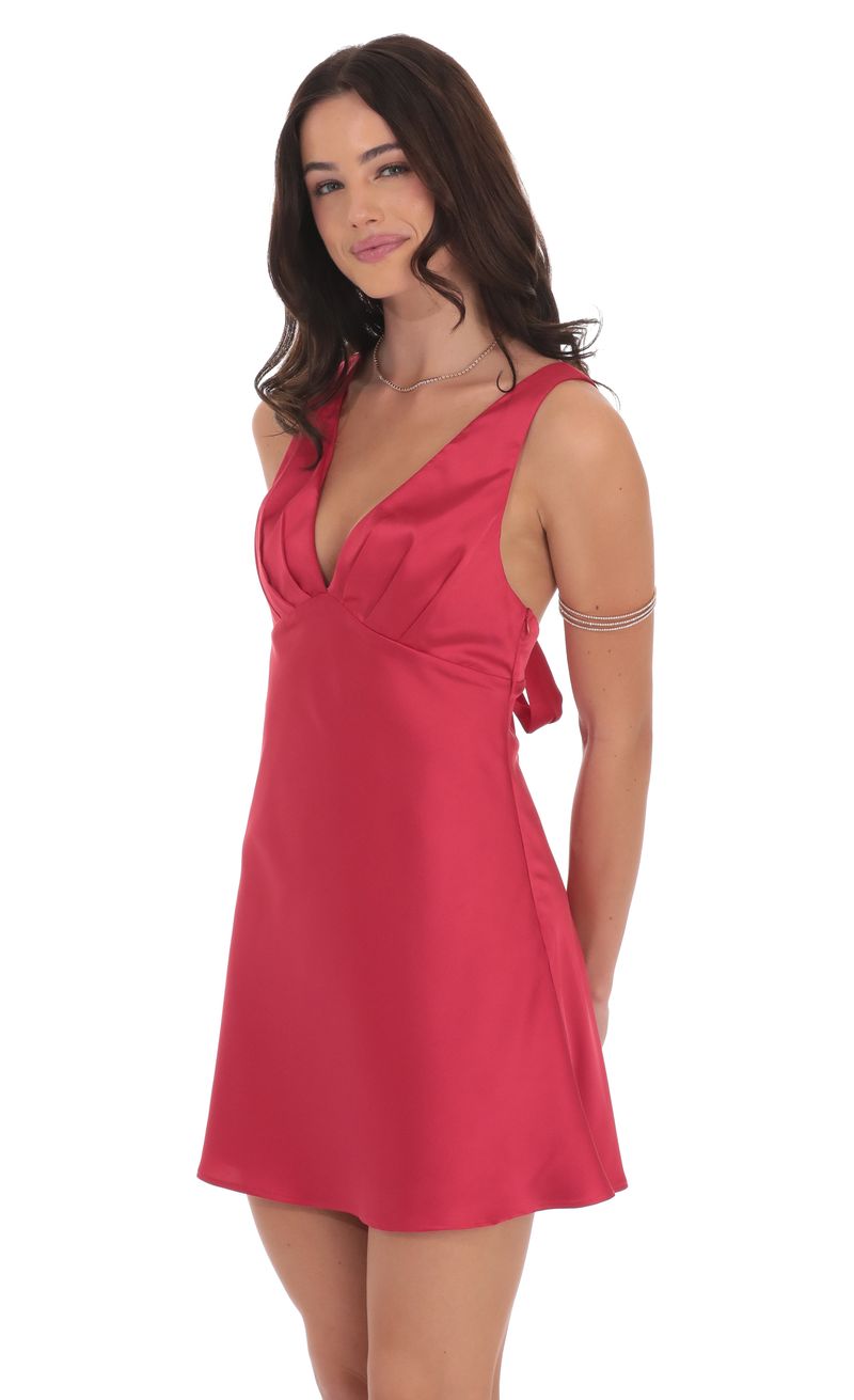 open lace back dress Deep V Red Dress main image 1