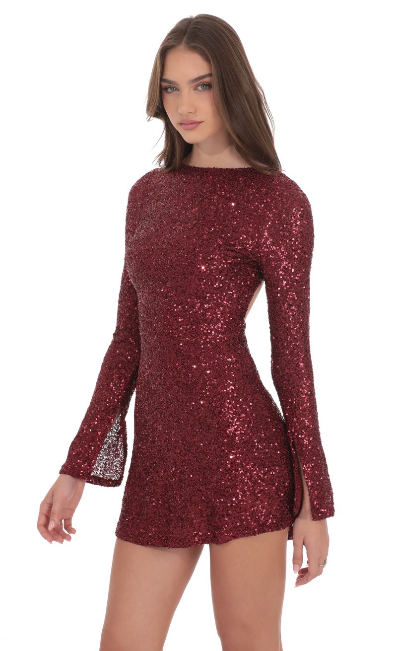 strapless open back dress Brown Sequin Bodycon Dress With Open Back ZAHRA main image 0