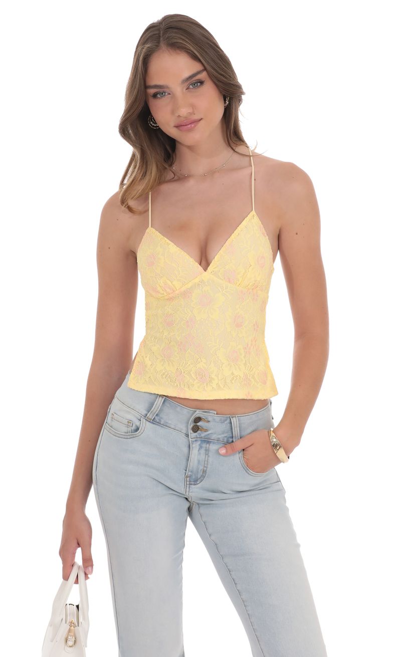 Back LaceタックTOP Lace-Up Back Halter Top Brown | Garage