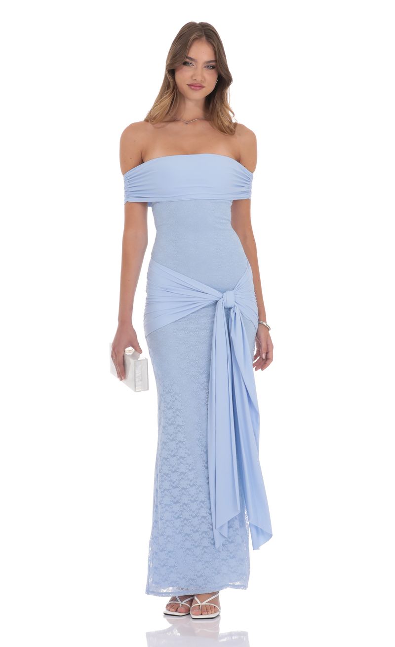 maxi wrap dress blue Flare Sleeves Maxi Wrap Dress in Navy