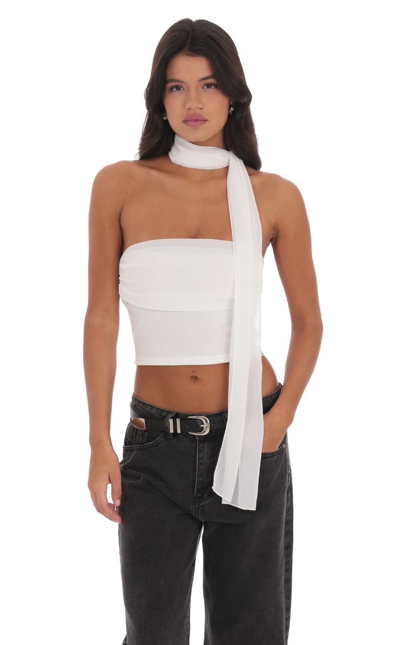 Strapless Scarf Top in White | LUCY IN THE SKY