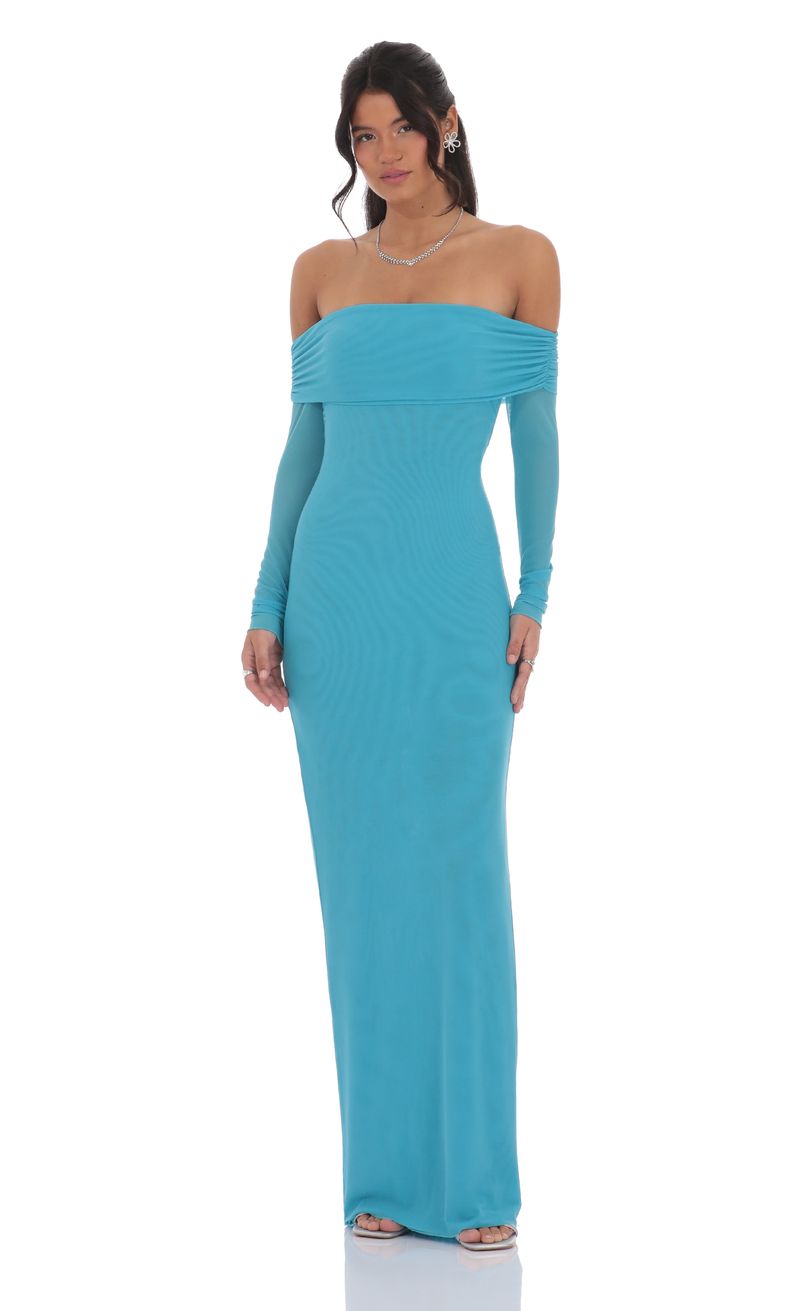 slim fit dress slacks Aqua Silk Maxi Dress for Winter Sun Holidays Medium / Aqua / Silk main image 0