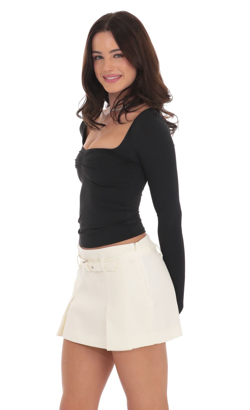 Belted Double Slit Skort in Ivory | LUCY IN THE SKY Belted Double Slit Skort in Ivory | LUCY IN THE SKY