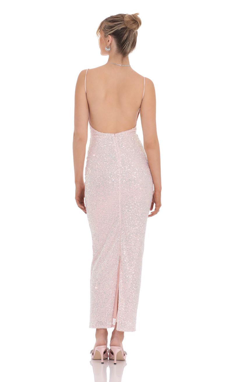 Iridescent Sequin Bodycon Maxi Dress in Pink | LUCY IN THE SKY