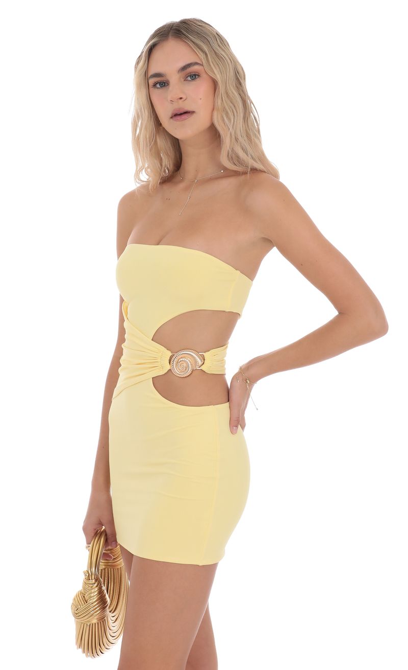 Conch Cutout Bodycon Dress In Yellow