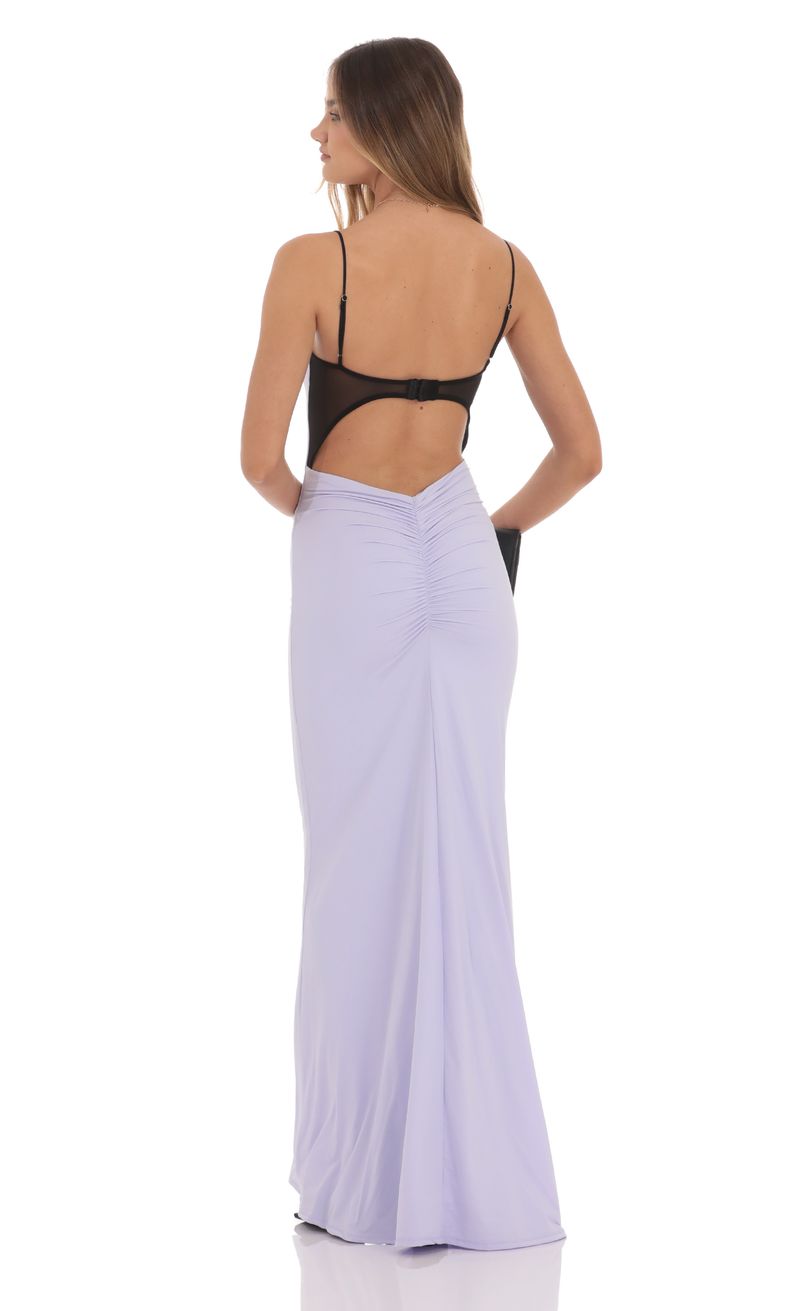 navy blue dress for baby girl Chasey Backless Satin Gown - Lavender