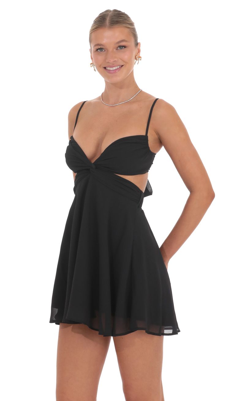 Cutout Fit and Flare Dress in Black | LUCY IN THE SKY