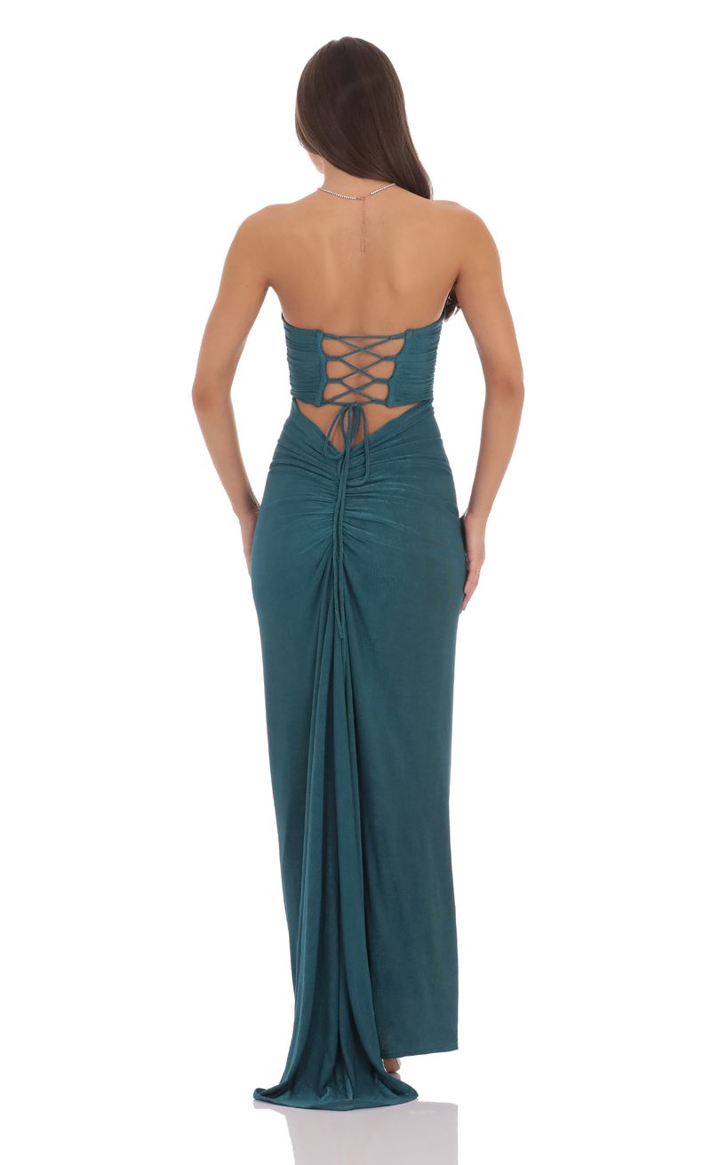 sachin and babi light blue dress Mermaid Backless Teal Lace Long Prom Dress, Teal Lace Formal Dress, Me –  abcprom main image 0