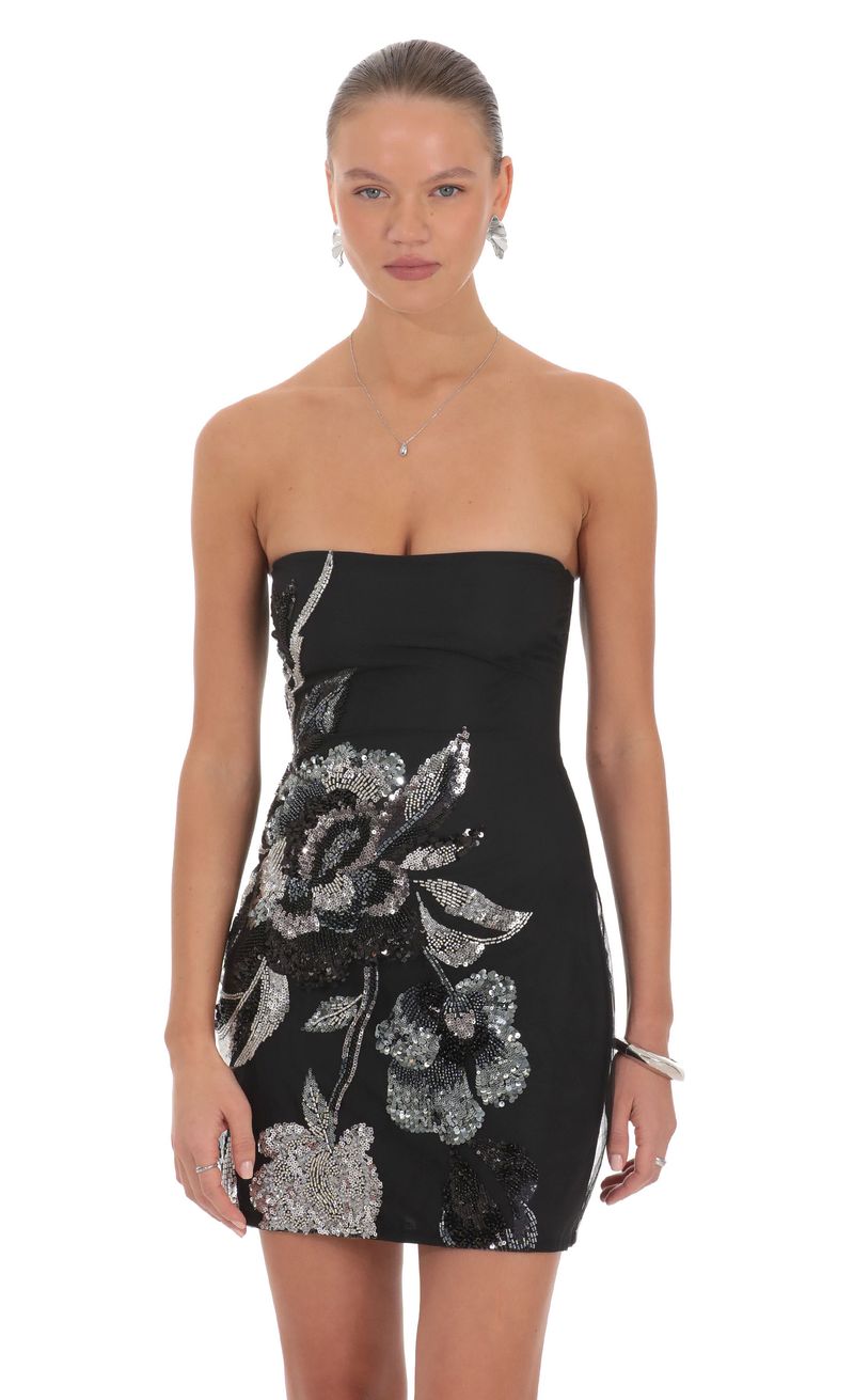 rue black floral embroidered sequin bodycon mini dress Silver in enriched::v1 HELP! What color of Size:2XL- pls see size chart Winter Formal