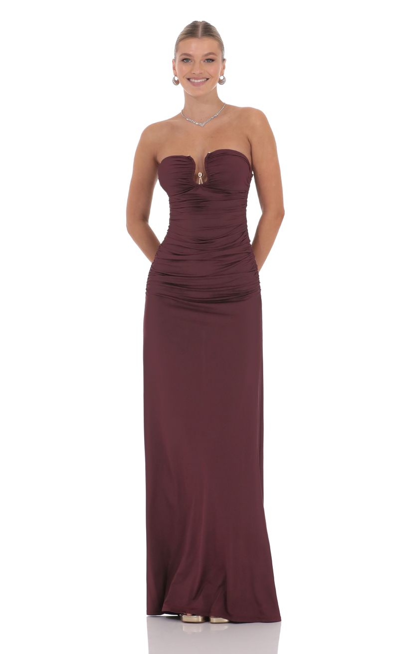 knee length dresses for ladies Kacey | Plum Twisted Knot Maxi Dress main image 1