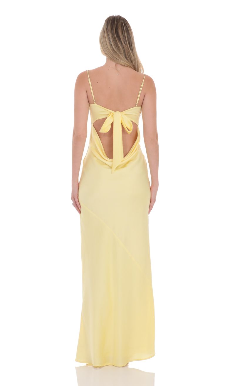 Satin Open Back Maxi Dress in Yellow | LUCY IN THE SKY