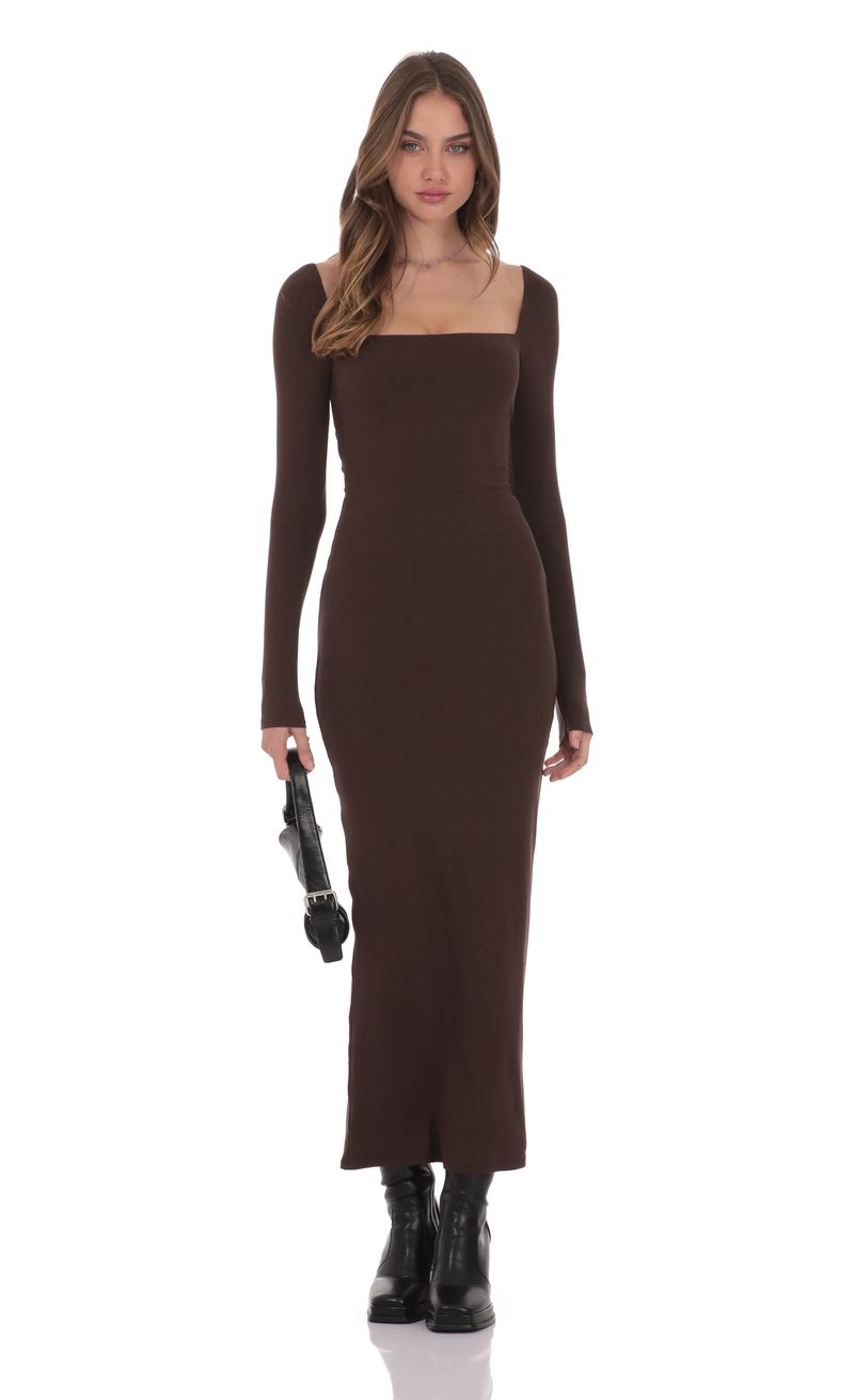 fitted lace wedding dress Womens Chunky Ribbed Tie Waist Midi Sweater Dress Sand main image 0