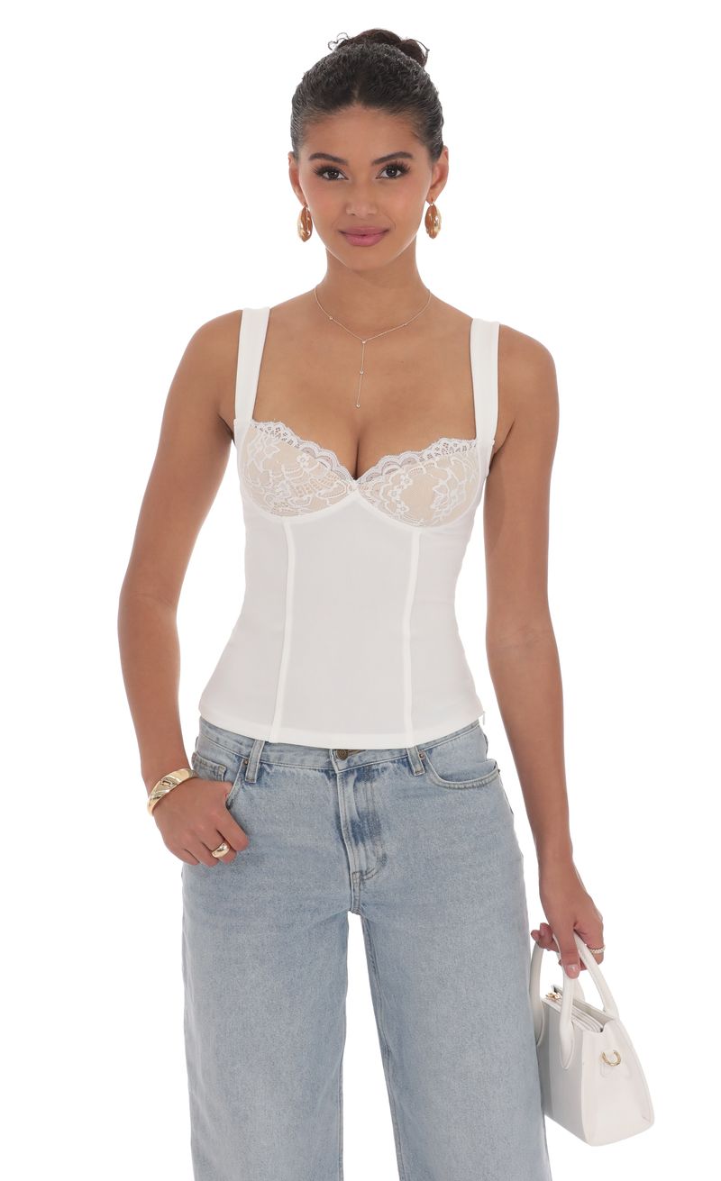 Lace Bust Top in White | LUCY IN THE SKY