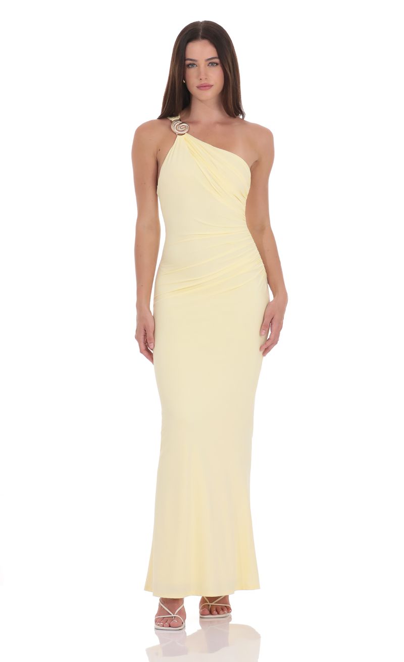 【楽天最安値に挑戦】 Conch One Shoulder Maxi Dress in Yellow | LUCY IN THE SKY テープ・マスキングテープ