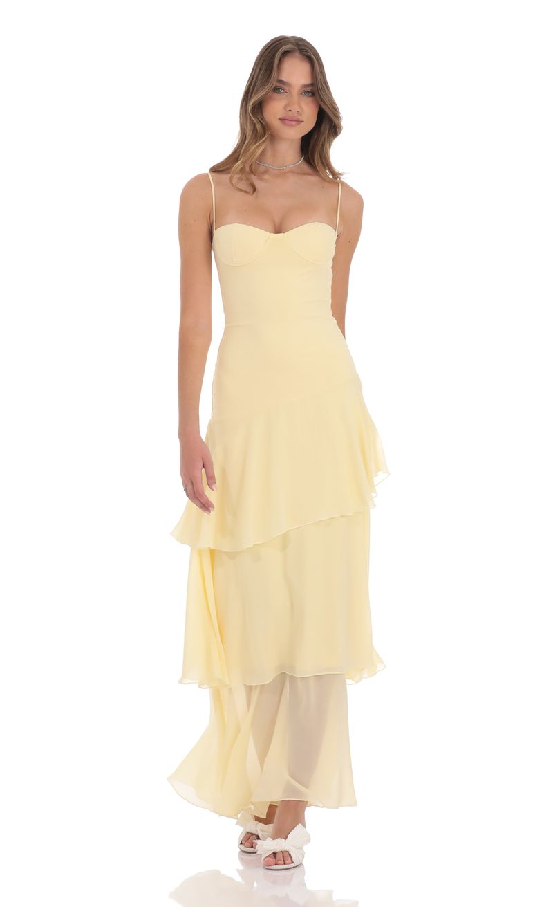 similar product image Long Ruffle Maxi Dress in Yellow