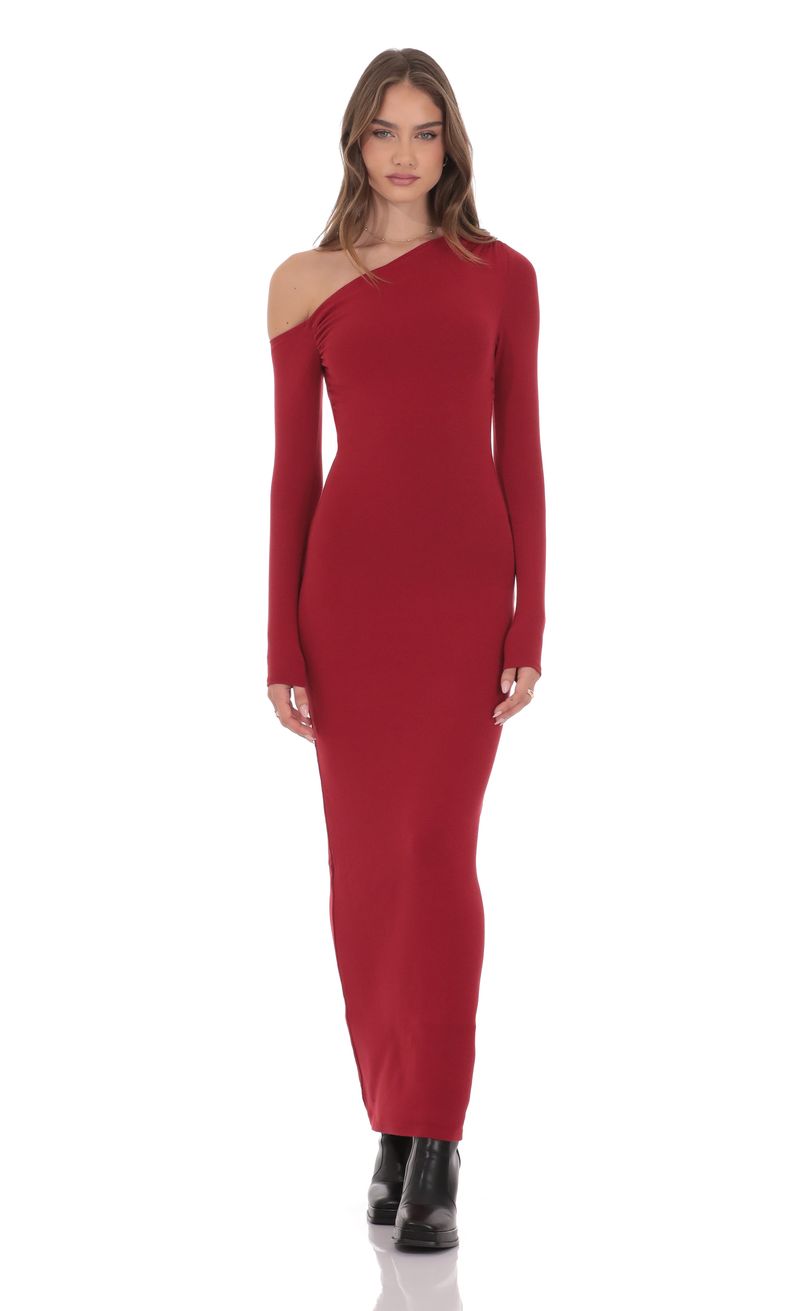 fitted lace wedding dress HONGIVEY Off-Shoulder Long Sleeves Formal Evening Dress Raspberry A-Li main image 1
