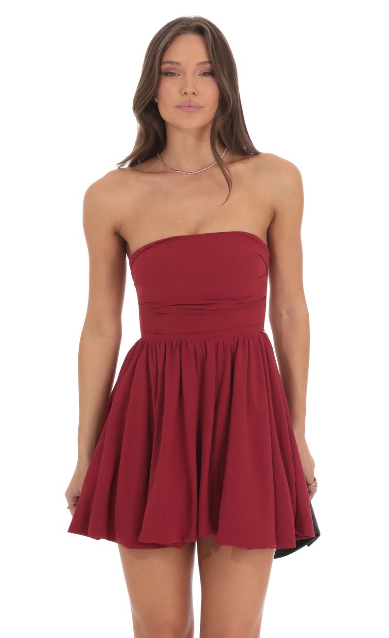 Strapless Bubble Dress in Maroon | LUCY IN THE SKY