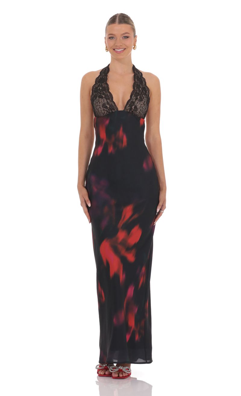Swirl Lace Bust Maxi Dress in Multicolor Print | LUCY IN THE SKY