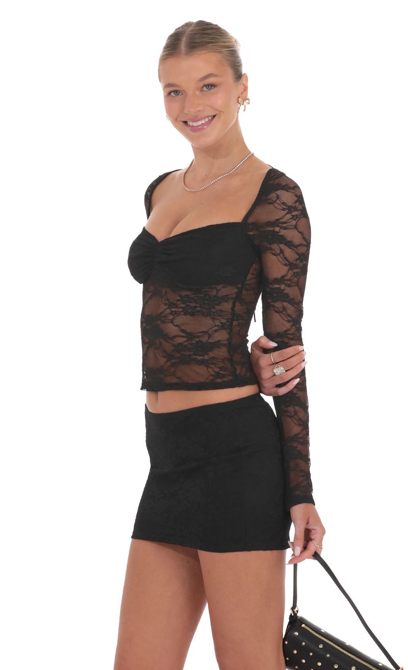 Lace Mini Skirt in Black | LUCY IN THE SKY