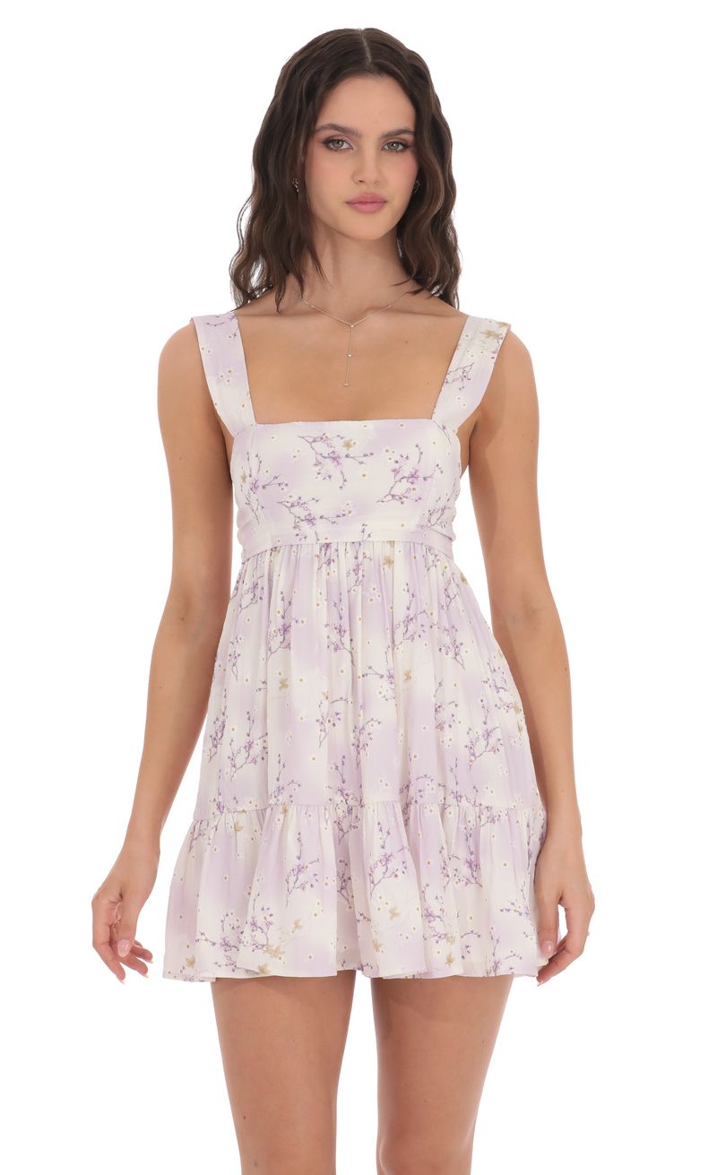 Floral Babydoll Dress in Lavender Cream | LUCY IN THE SKY