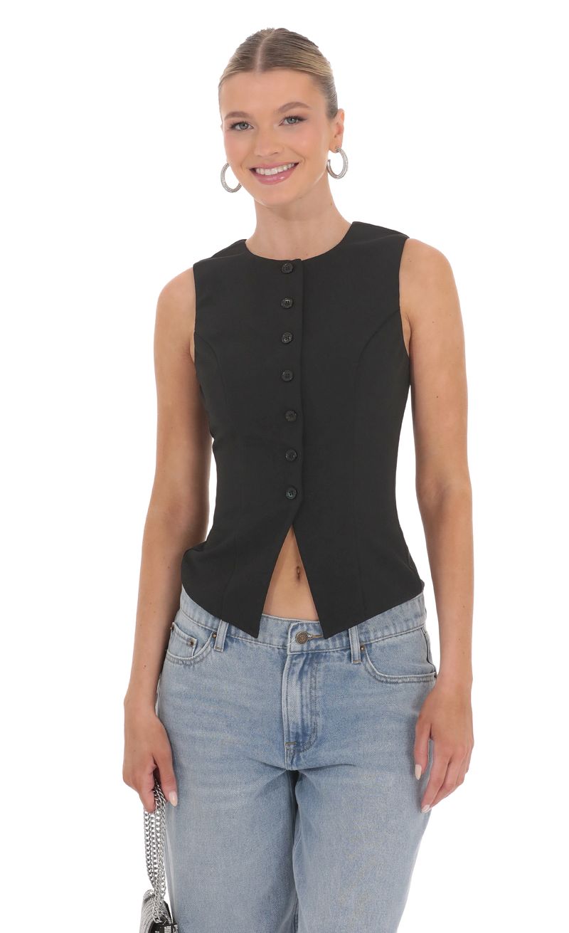 High Neck Vest in Black | LUCY IN THE SKY