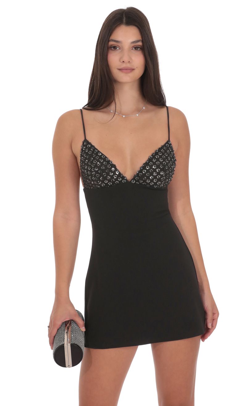lucy in the sky black sequin dress Sequin Strapless Fit and Flare Dress in Black
