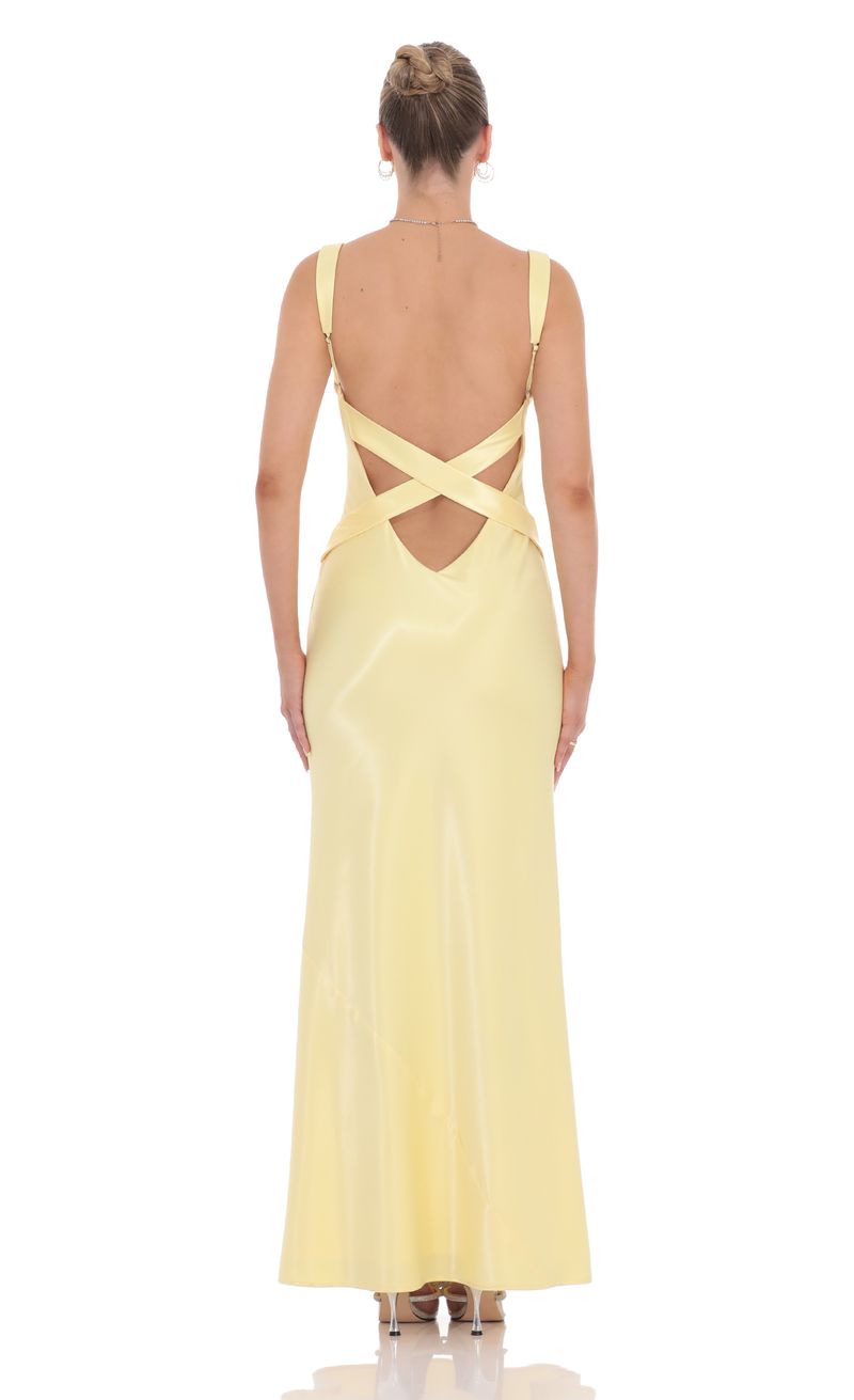 similar product image Satin Open Back Maxi Dress in Yellow
