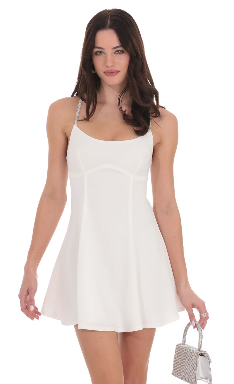 【theredthread】S rhinestone dress white THEREDTHREAD / ザレッドスレッド】S rhinestone dress