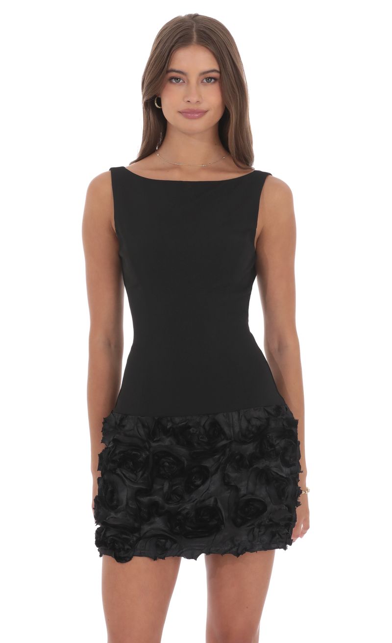 Rosette Bodycon Dress in Black | LUCY IN THE SKY