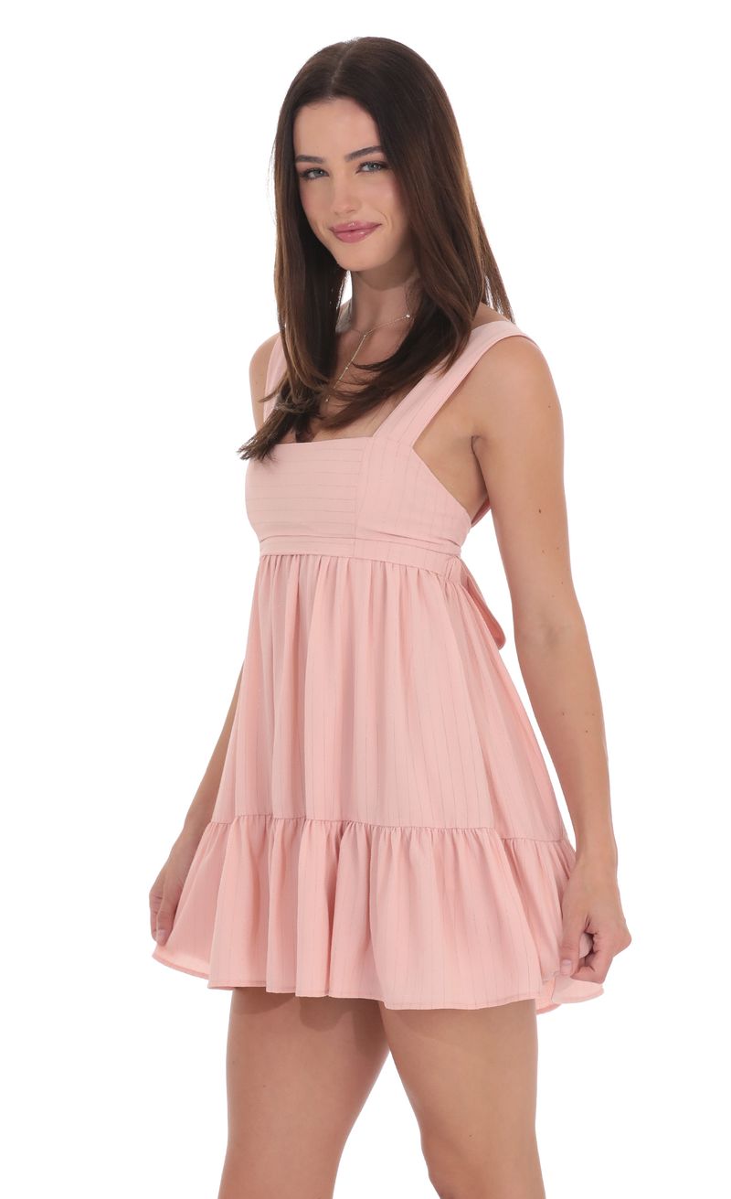 lucy in the sky pink babydoll dress Two Toned Striped Babydoll Dress in Pink