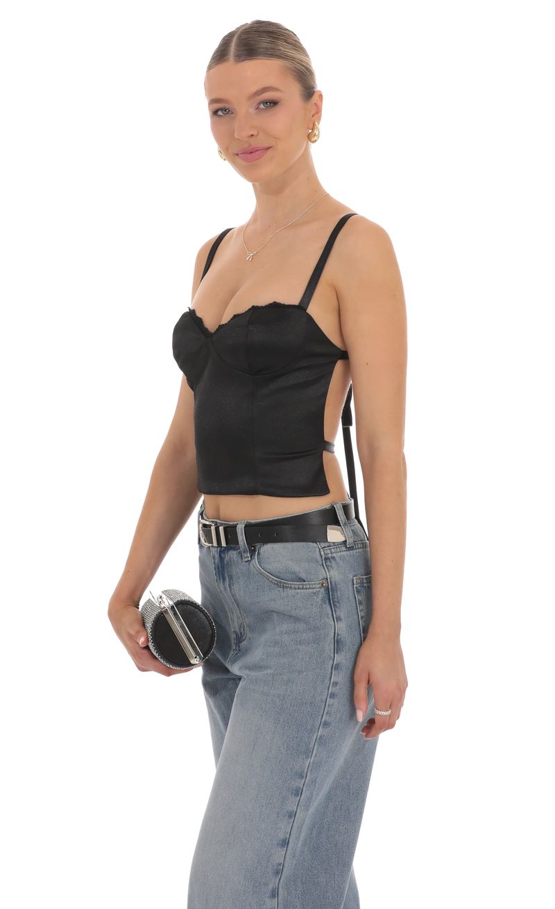 satin open back top