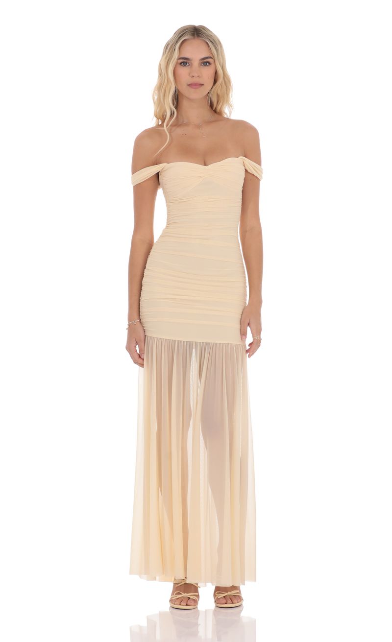 mesh dress beige Beige Rochelle Mesh Midi Dress main image 0