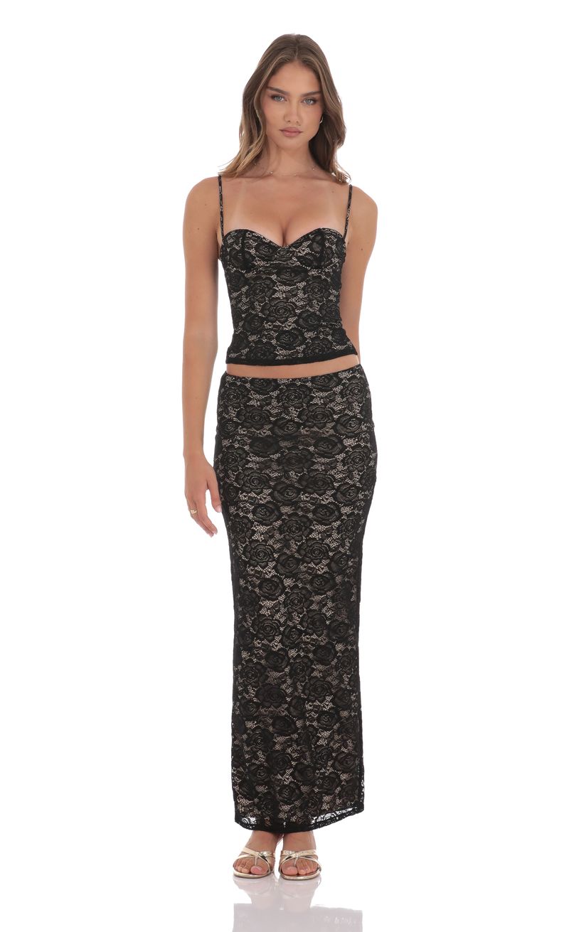 Lace Bodycon Two Piece Set in Black | LUCY IN THE SKY