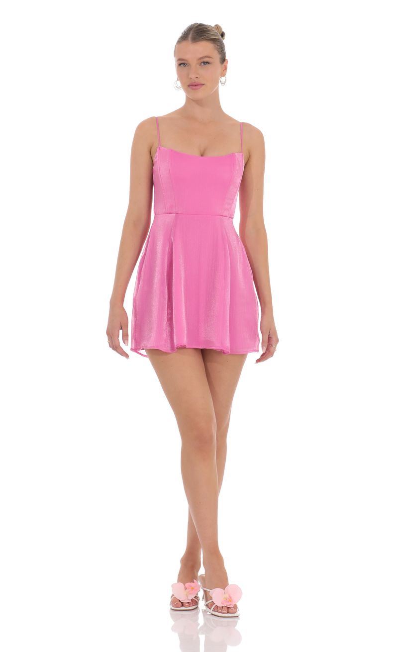 Sheen Corset A-line Dress in Pink | LUCY IN THE SKY