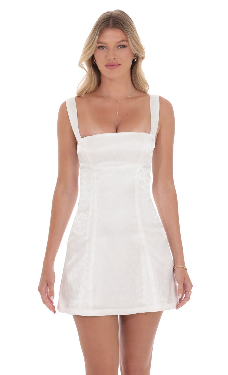 similar product image Satin Jacquard Back Bow Bodycon Dress in White