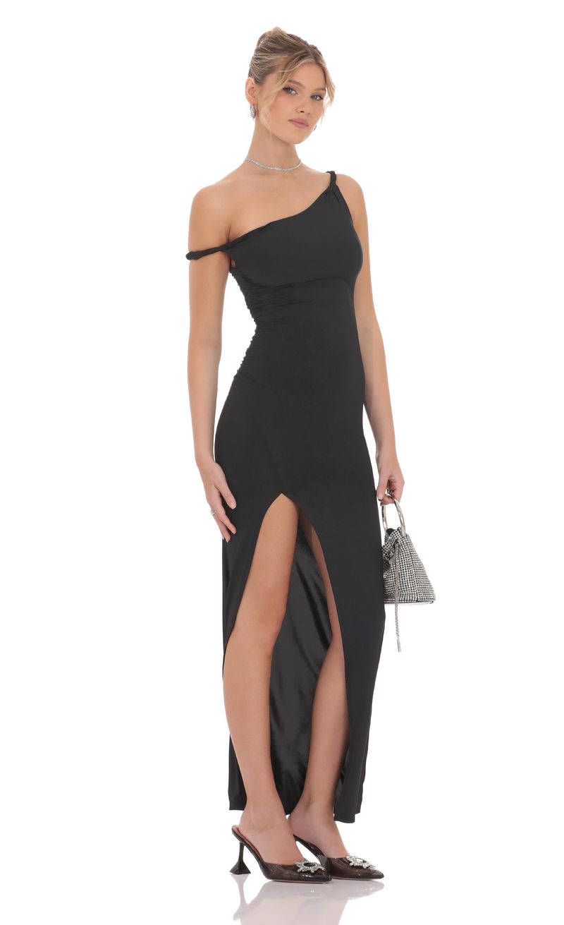 black twisted asymmetric maxi dress Jluxlabel Women's Glitz Asymmetric Maxi Dress main image 1
