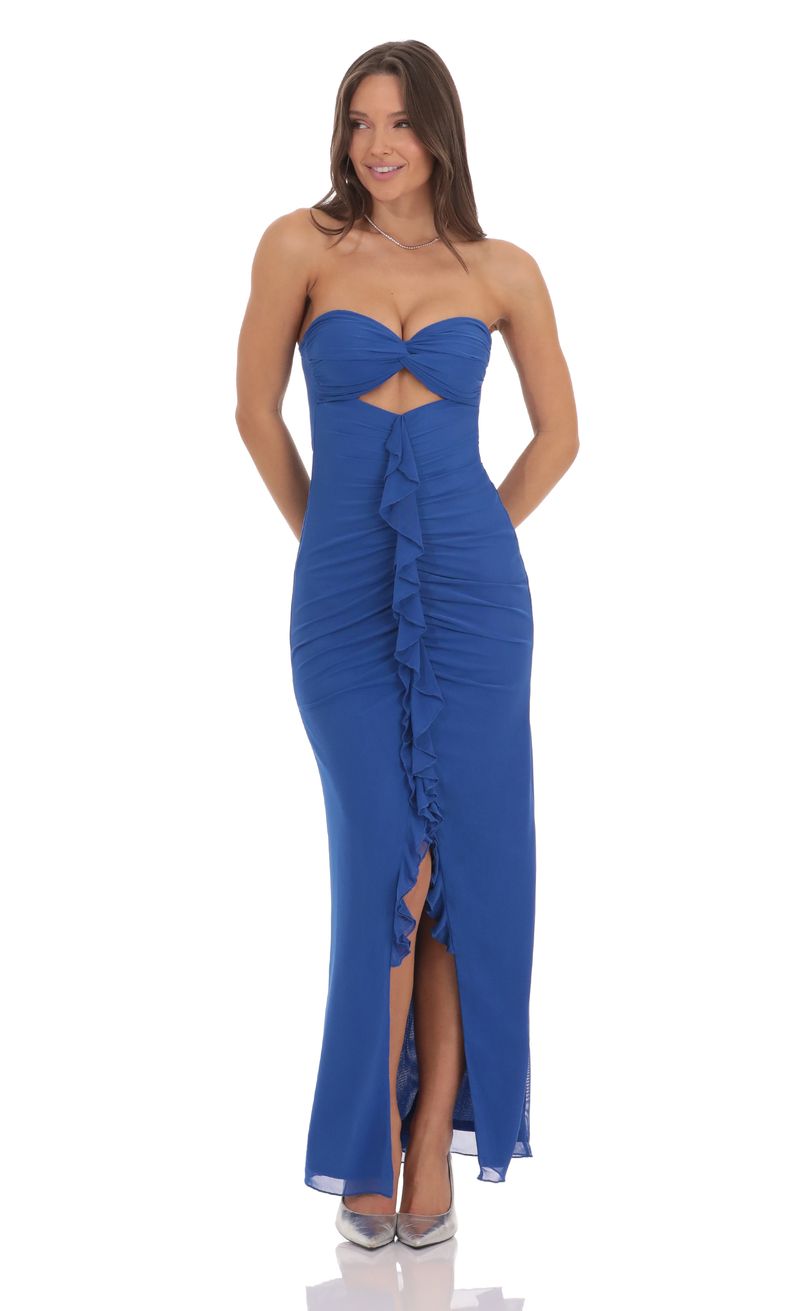 chinese dress ladies Inara Blue Ruffle Prom Dress - US 10