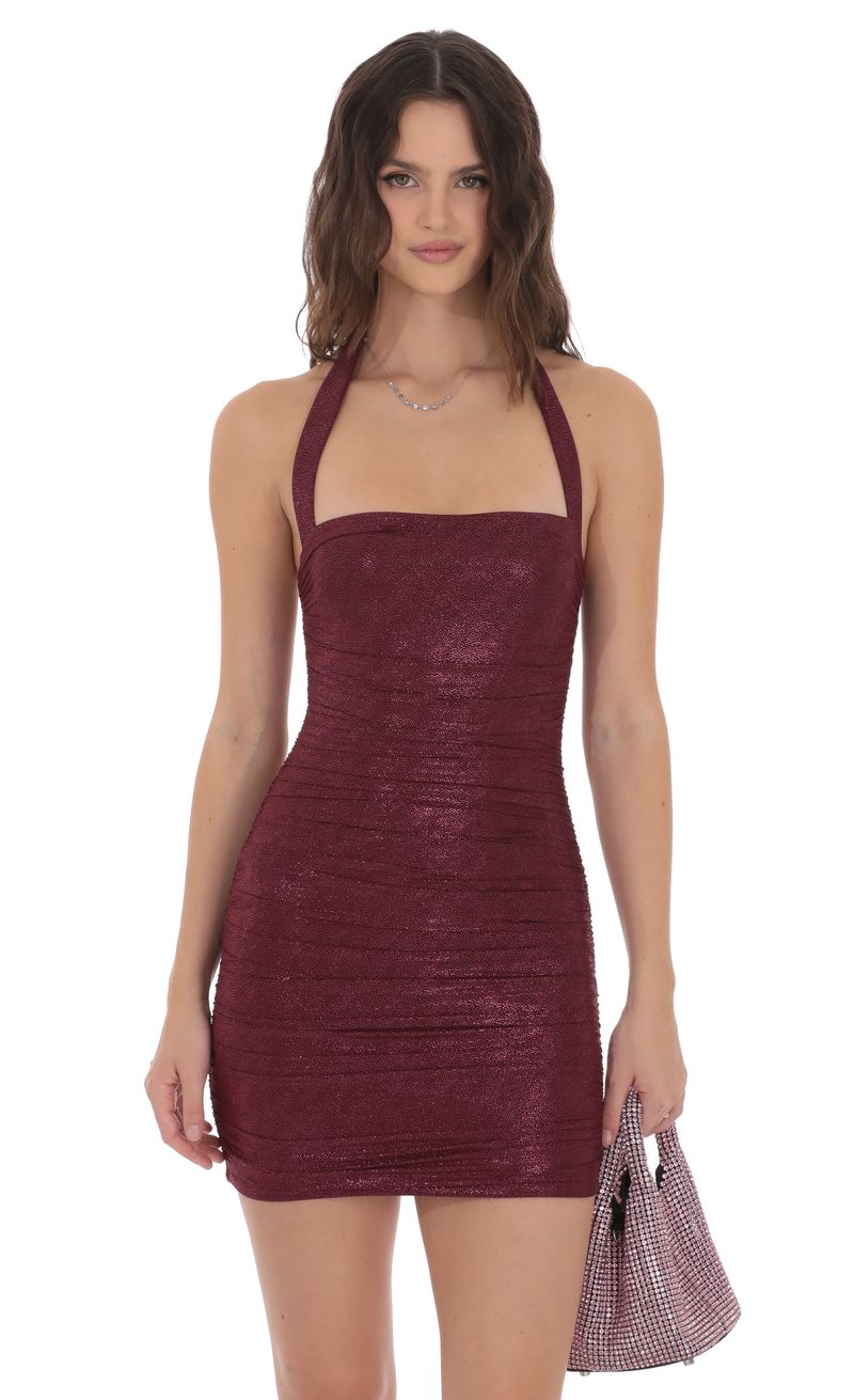 burgundy ruched bodycon dress Cleo Wine Red Split Sleeve Ruched Detail Bodycon Midi Dress