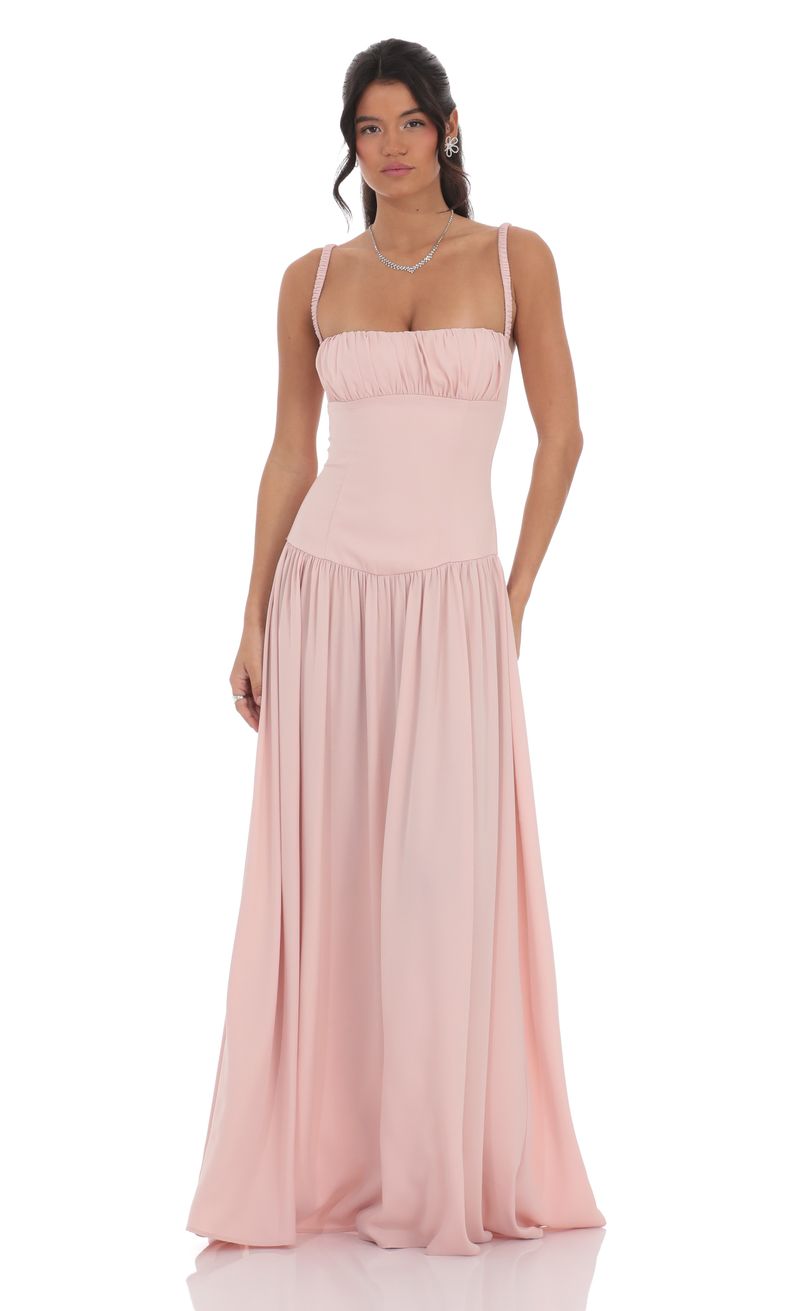 chinese dress ladies Pastel Dusty Rose Satin Modest Maxi Dress | Dress