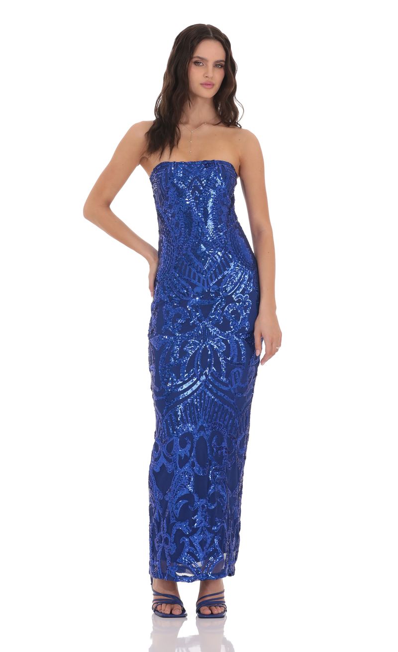 oh polly blue embellished dress Vintage 90s Monsoon Blue Maxi Dress