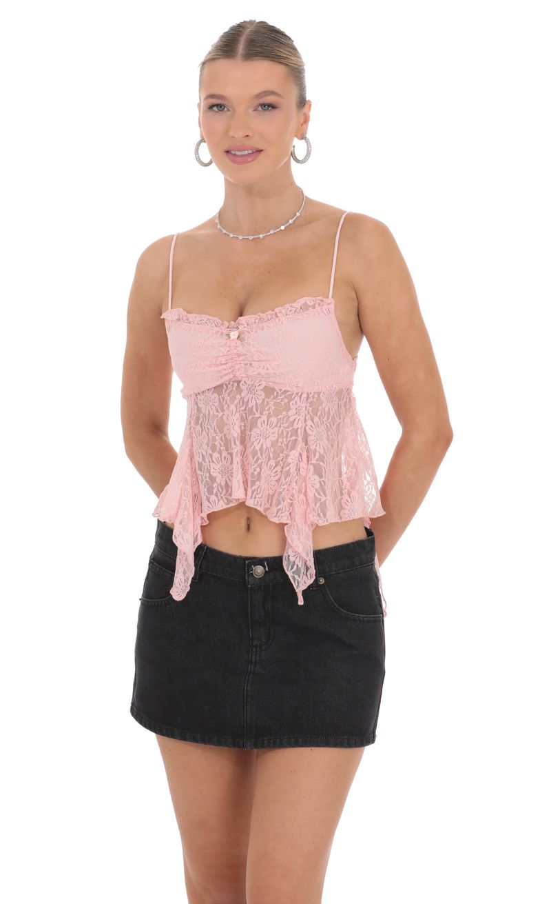 Lace Babydoll Top in Pink | LUCY IN THE SKY