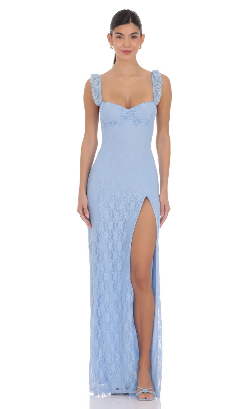 chinese dress ladies Sky Blue Pearl Lace Sweetheart Aline Prom Dress main image 0