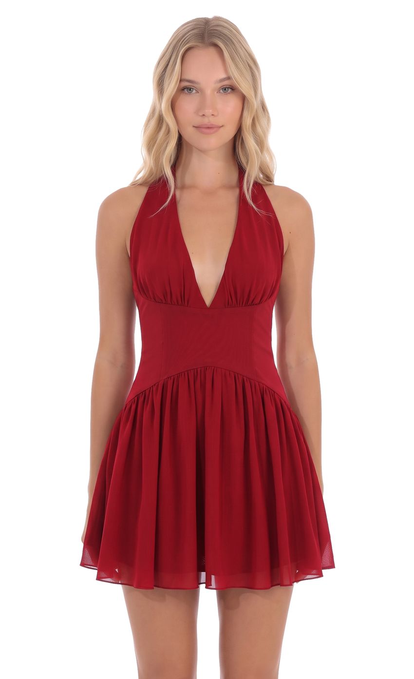 Product image for Halter Corset Mini Dress in Red
