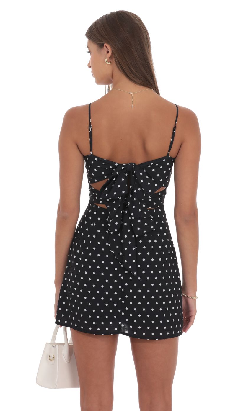 Product image for Polka Dot Front Twist Dress in Black