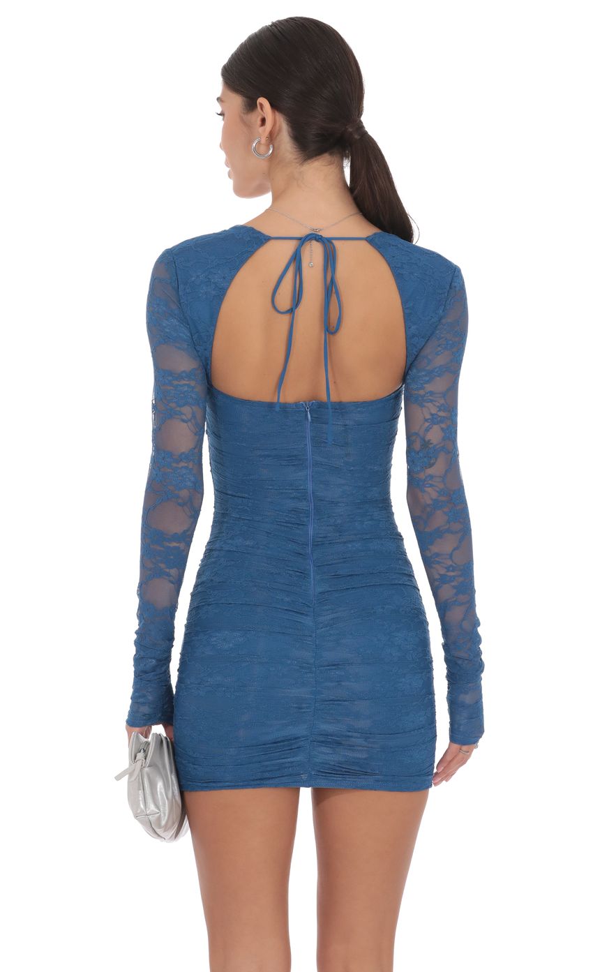 Product image for Lace Long Sleeve Bodycon in Blue