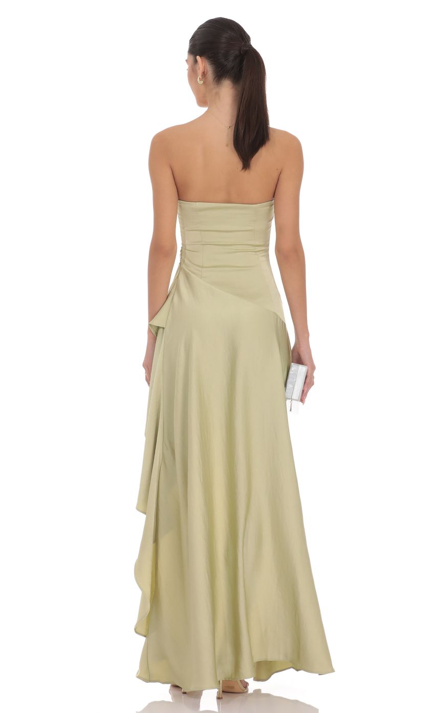 Product image for Satin High Low Maxi Dress in Chartreuse