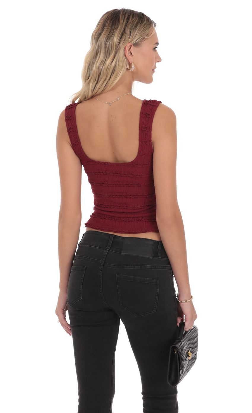 Product image for Ruffle Lace Tank Top in Burgundy